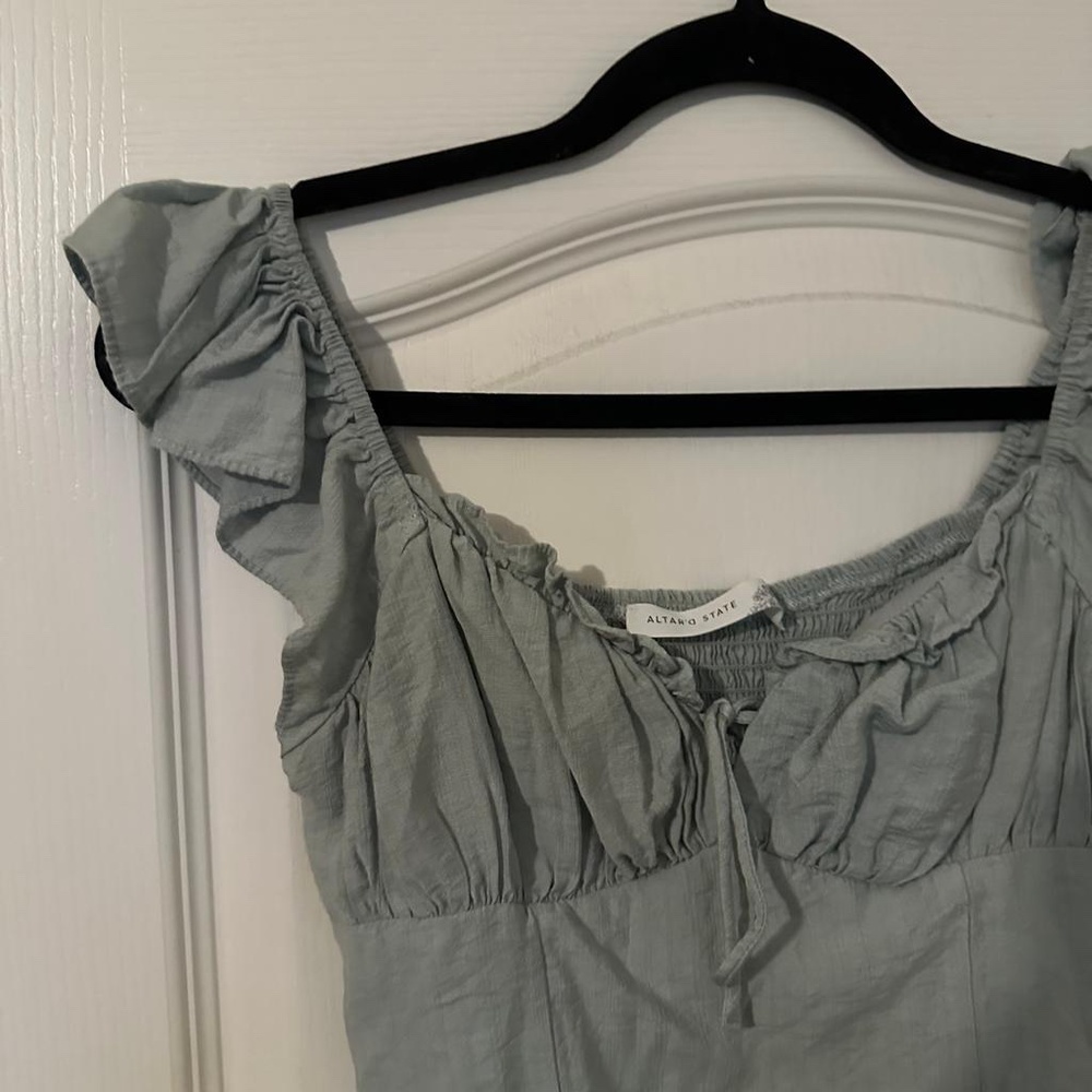🩷 Altar’d State Mint Green Ruffle Off Shoulder Top - Picture 3 of 8